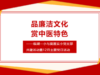 【党建引领】品廉洁文化，赏中医特色——临湖一小与莫厘实小党支部共建活动暨12月主题党日活动